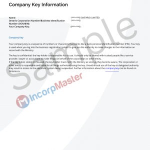Ontario company key
